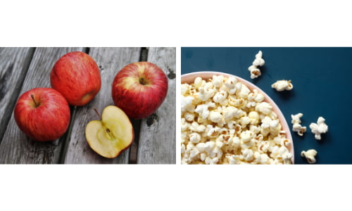 High Fiber Snacks- apple and popcorn