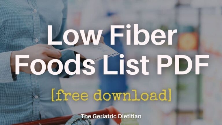 Complete List Of Low Fiber Foods - Free Printable Food Charts