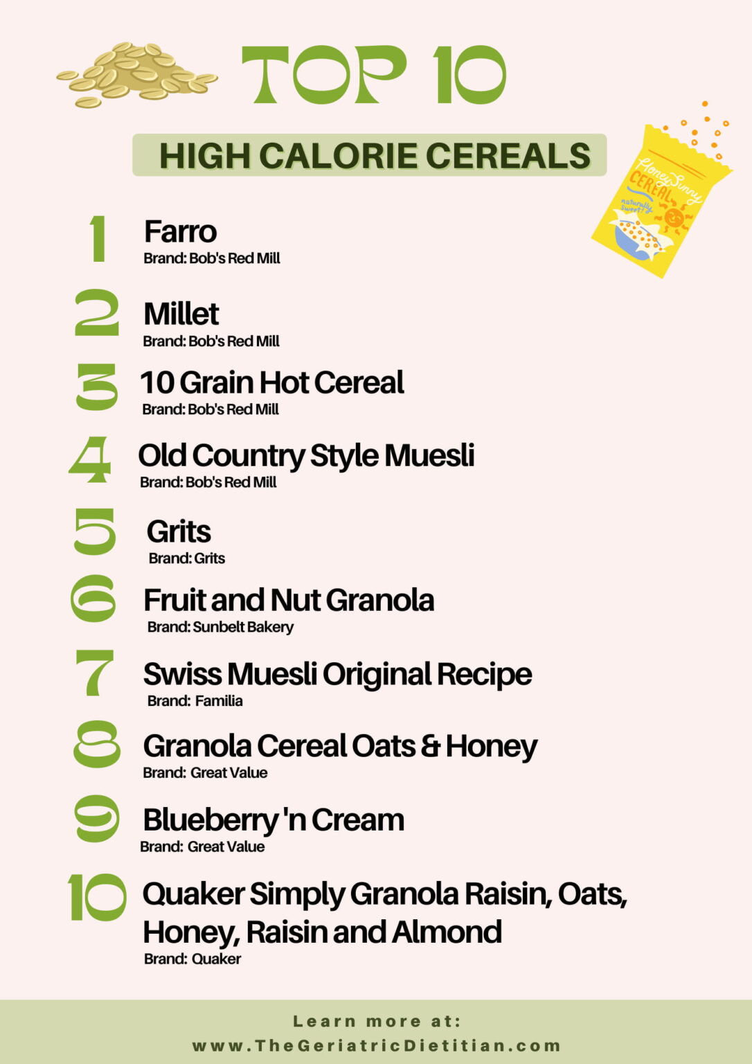 Top High Calorie Cereals [Hot and Cold] The Geriatric Dietitian